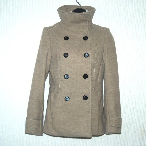 H&M Jackets & Blazers - H&M Tan Double Breasted Pea Coat Jacket Size 4